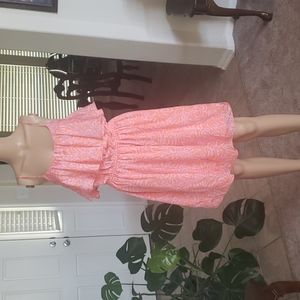 Lilly Pulitzer s neon pink squiggles spaghetti strap flounce elastic waist